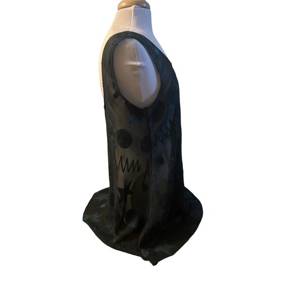 Vintage M Victoria's Secret Gold Label Green Sheer Tank Tunic Top Geometric - Picture 5 of 6